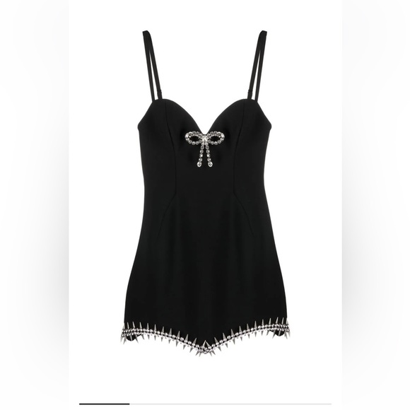 AREA Black Crystal Bow Mini Dress - Picture 3 of 7